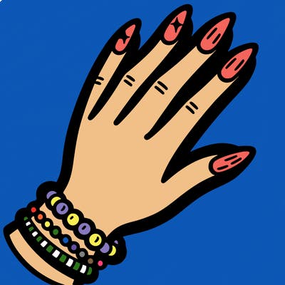 hand with nails and bracelets