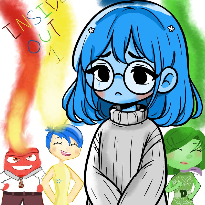 sad girl with glasses in a sweater