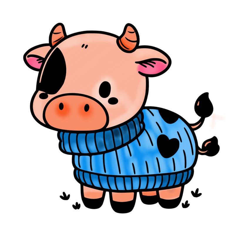 cute cow with a sleeveless turtleneck