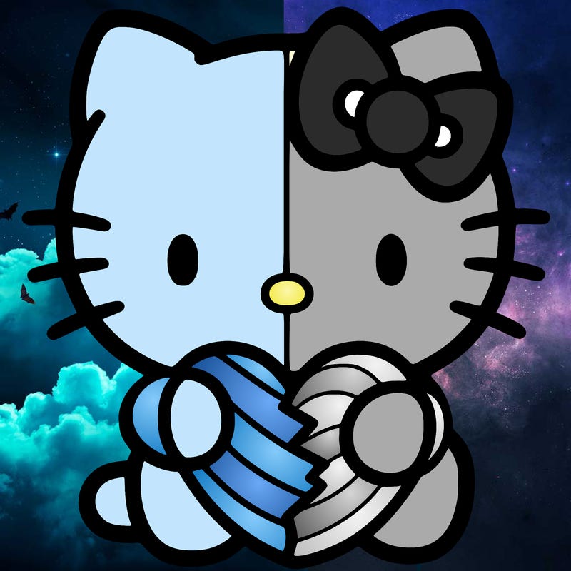 hello kitty holding a heart easy to draw with a split