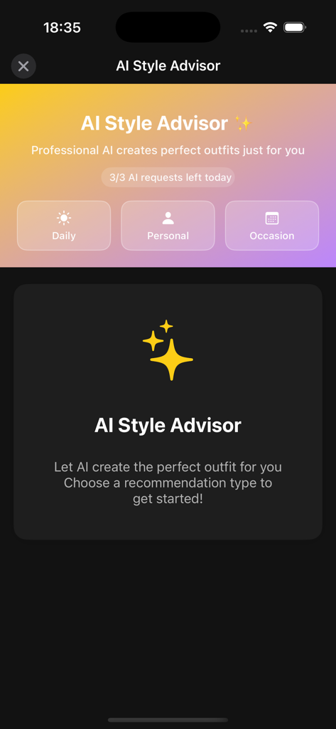Qavra - Qavra AI Style Advisor interface showing daily personal and occasion outfit recommendation options