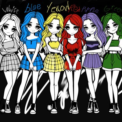 a group of girls realistic