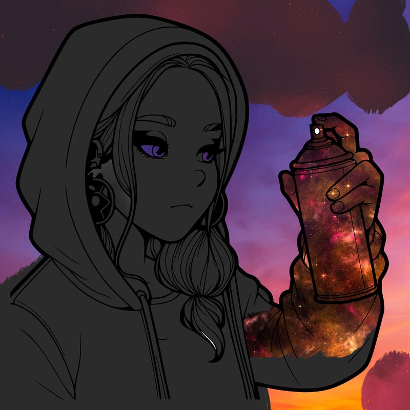 a realistic girl, spray painting