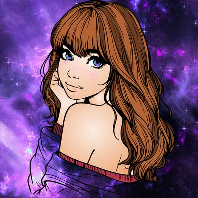 realistic girl with bangs looking over her shoulder