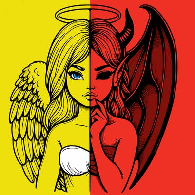 realistic angel half demon