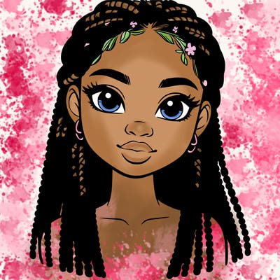 a realistic black girl with braids