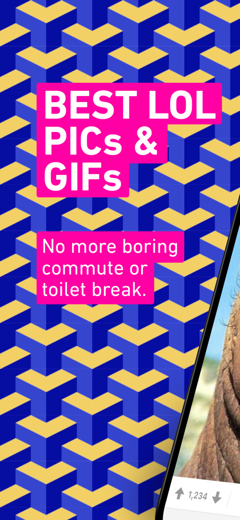 9GAG app promotional image featuring best lol pics and gifs for commute and toilet breaks