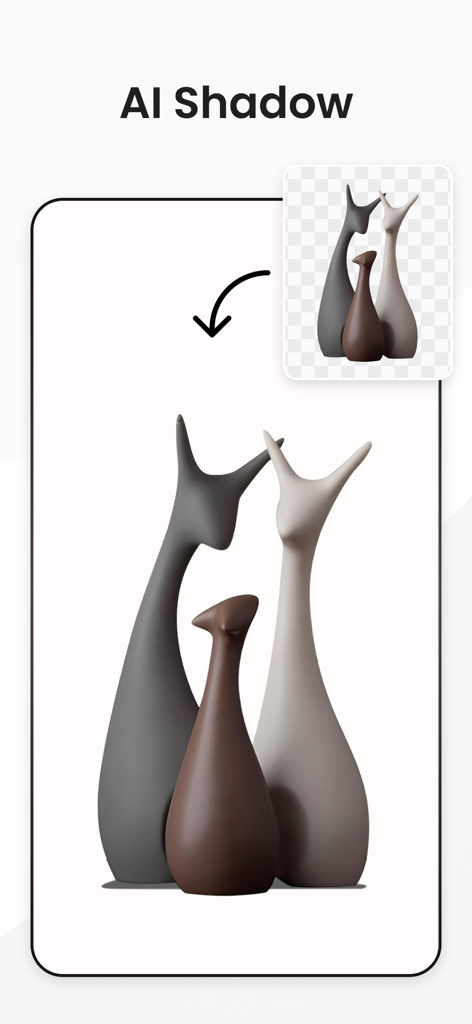 Slazzer- Background Remover - A demonstration of the AI shadow feature in Slazzer adding realistic depth to a group of decorative vases