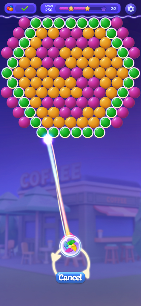 Bubble Shooter - POP Frenzy - Bubble Shooter POP Frenzy Puzzle-Gameplay zeigt bunte Blasen und eine Ziellinie