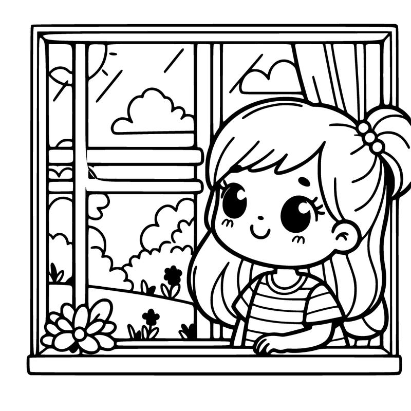 cute girl looking outside