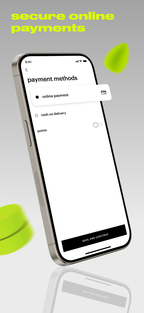 Schermata dei metodi di pagamento dell'app Gold Apple che mostra le opzioni per il pagamento online sicuro e il riscatto dei punti.