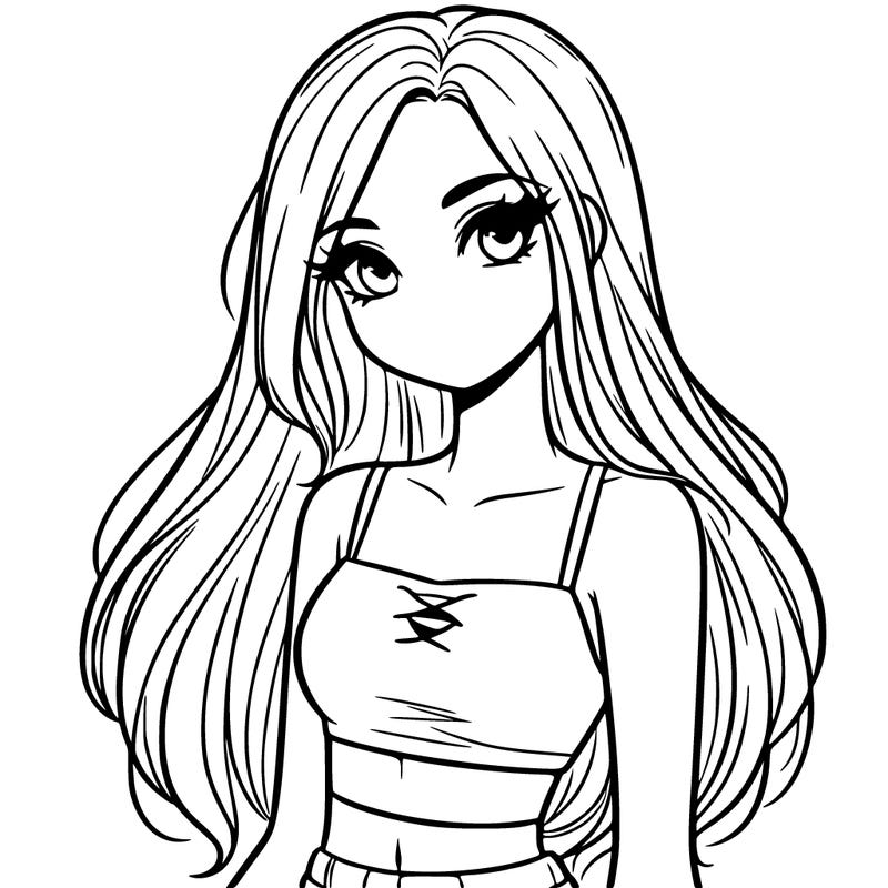 girl with long hair and croptop