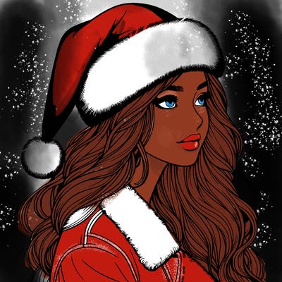 realistic girl in santa hat