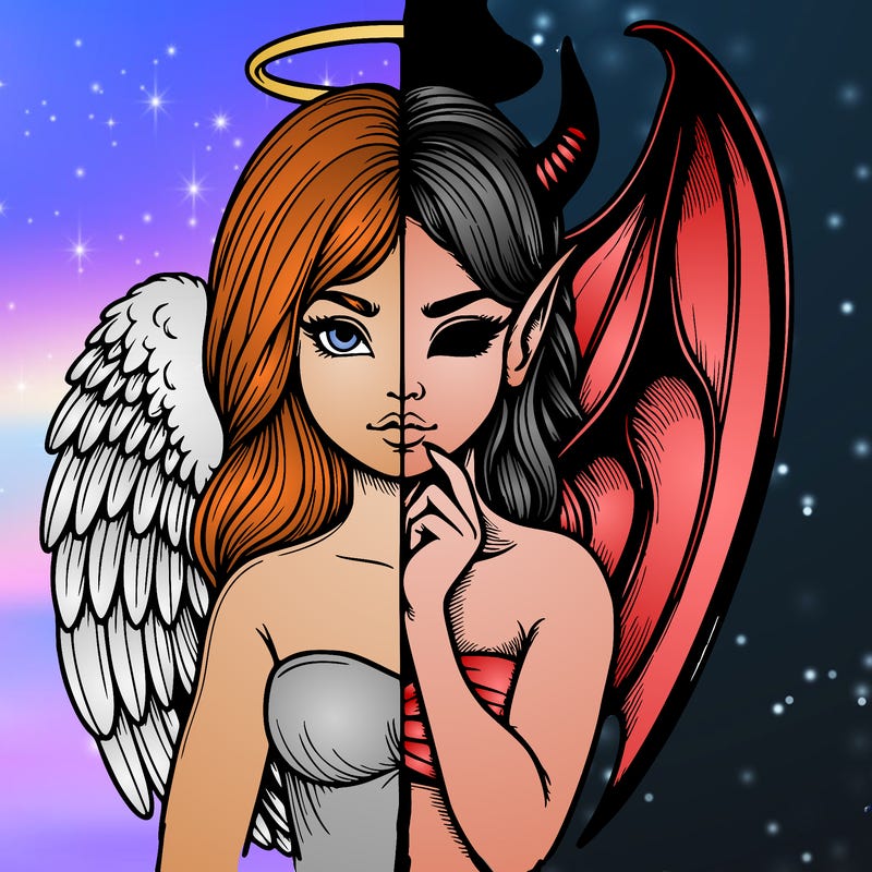 realistic angel half demon