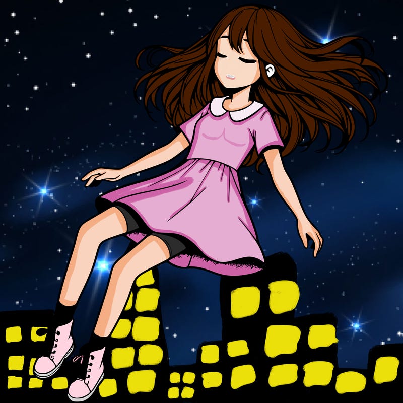 realistic girl floating