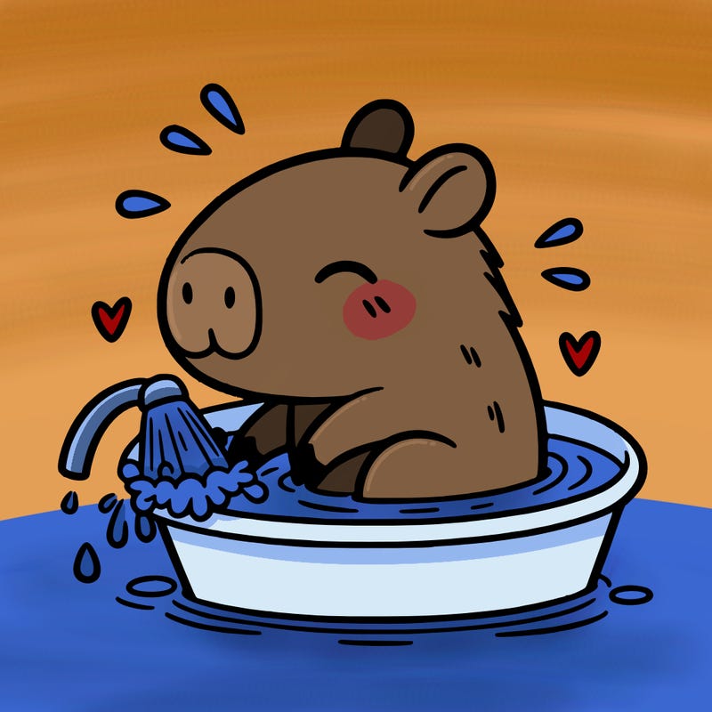 capybara taking a bath
