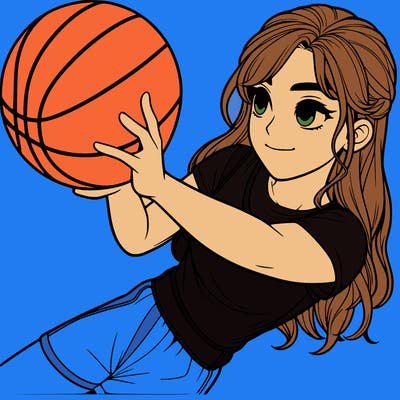 realistic girl playing basketball