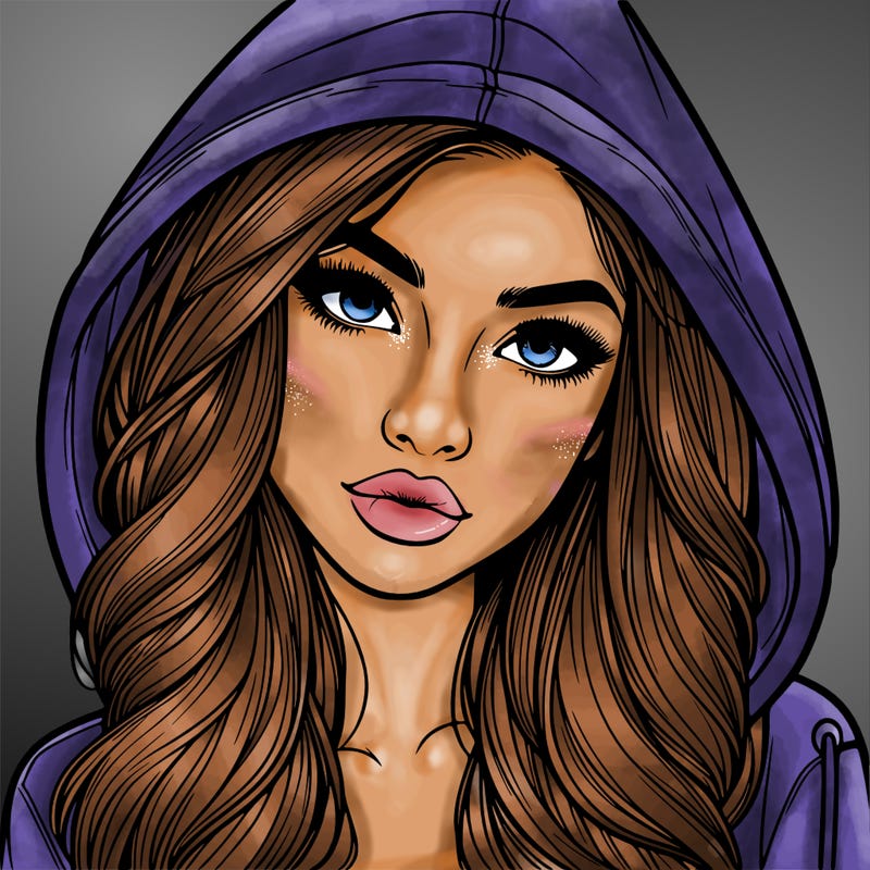 realistic beautiful girl with a hood on