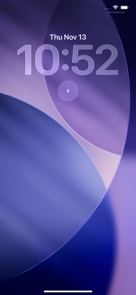 Action Counter – Tap and Track - iPhone lock screen with a circular Action Counter widget showing the number eight
