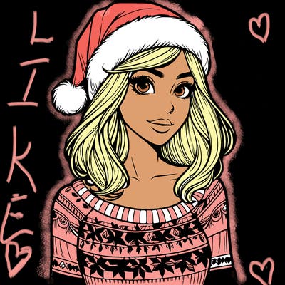 realistic lady in a christmas sweater