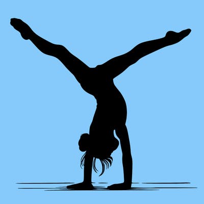 realistic gymnastic hand stand girl in four splits