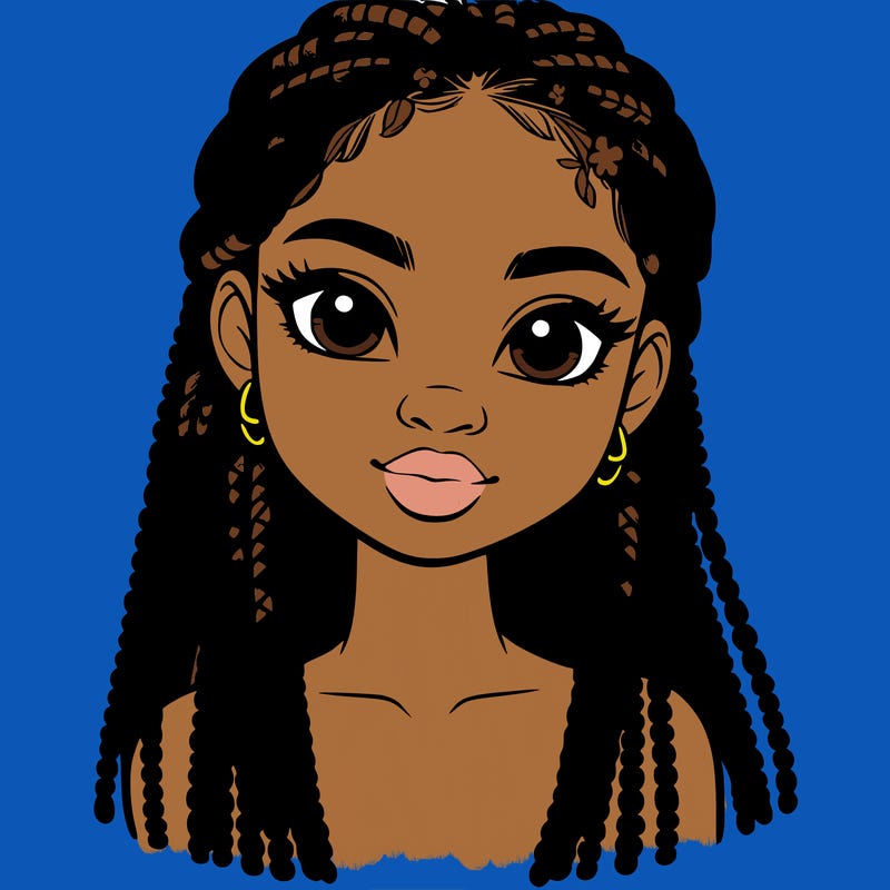 a realistic black girl with braids