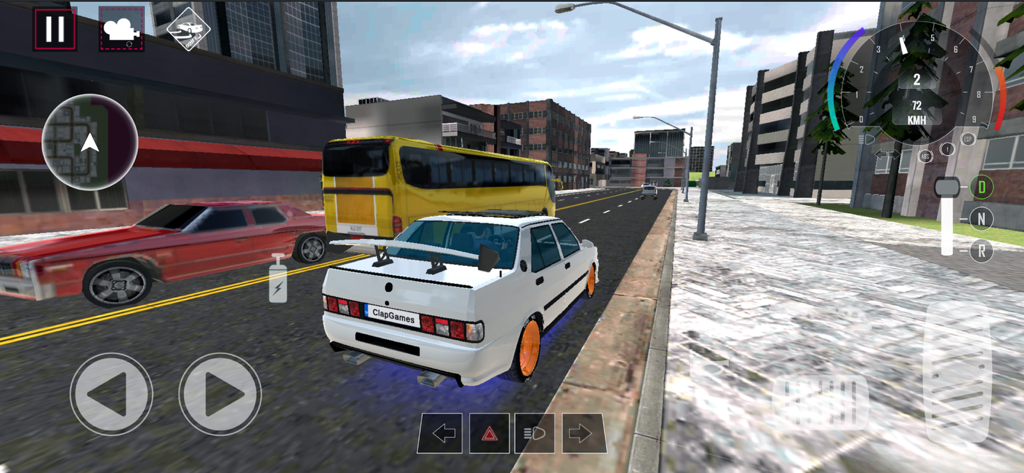 Real Car Drift & Racing Game - A customized white car driving in a city street in Real Car Drift and Racing Game