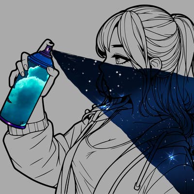 a realistic girl spray, painting