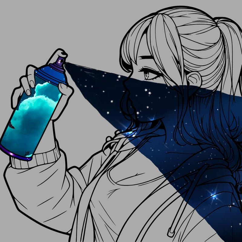 a realistic girl spray, painting