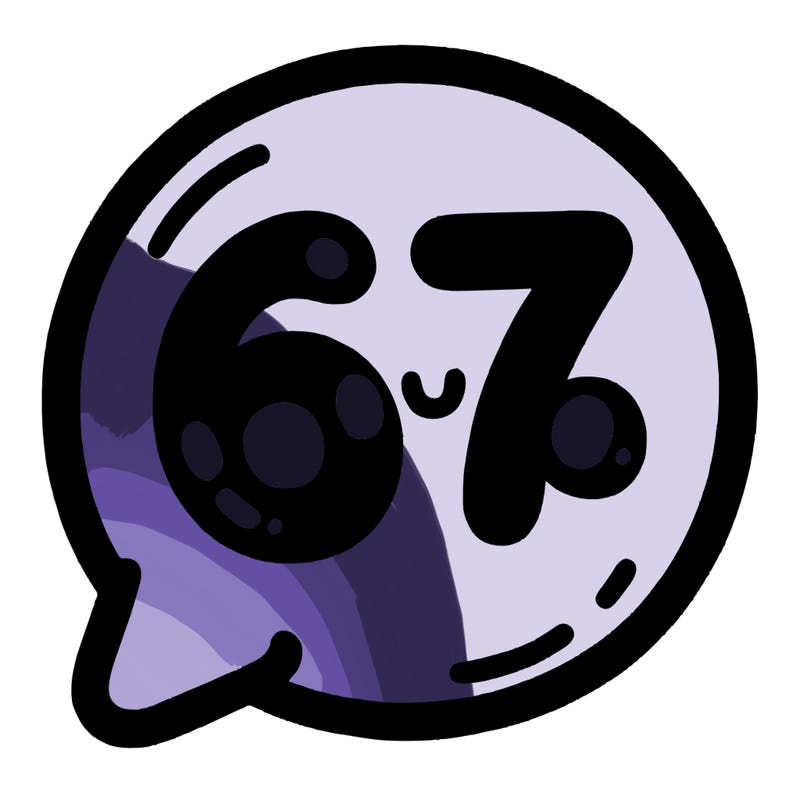 bubble that says 67