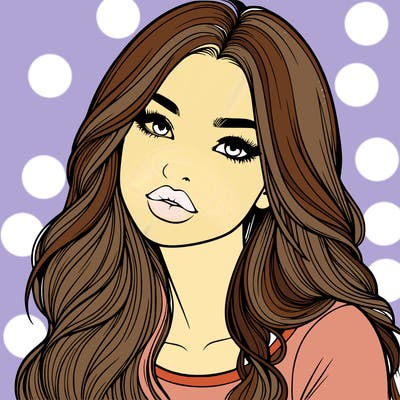 realistic girl with hair on her hair and lips