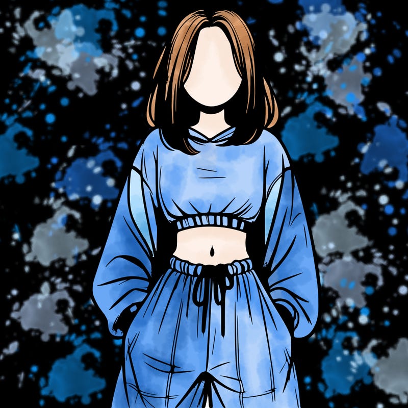 realistic girl faceless with baggy pants and a crop top