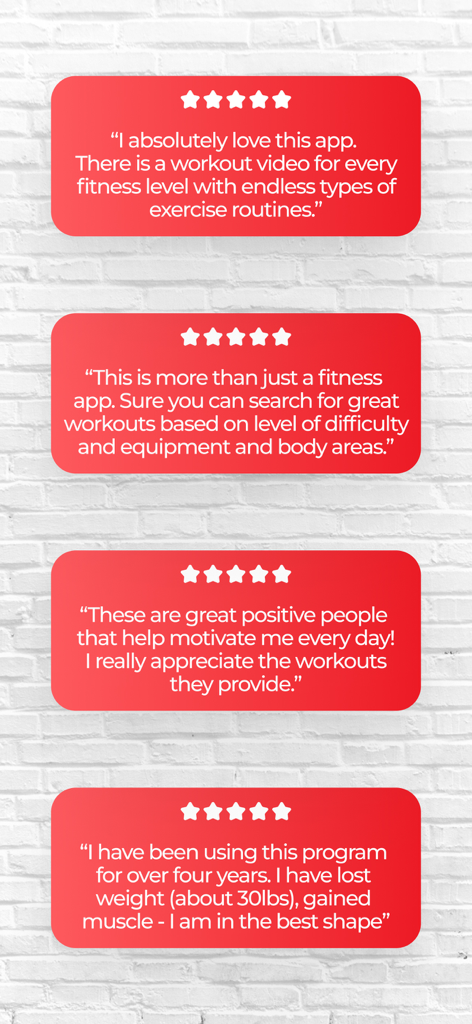 HASfit: Home Workout Programs - Five-star user reviews for HASfit home workout programs highlighting weight loss and fitness variety