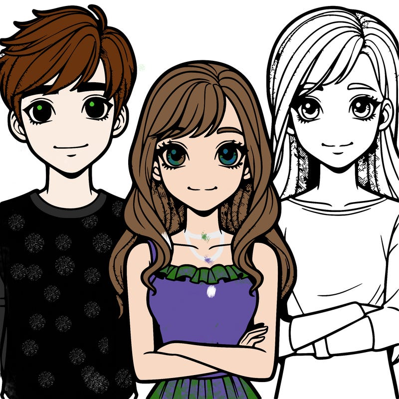 two realistic girls with two realistic boys