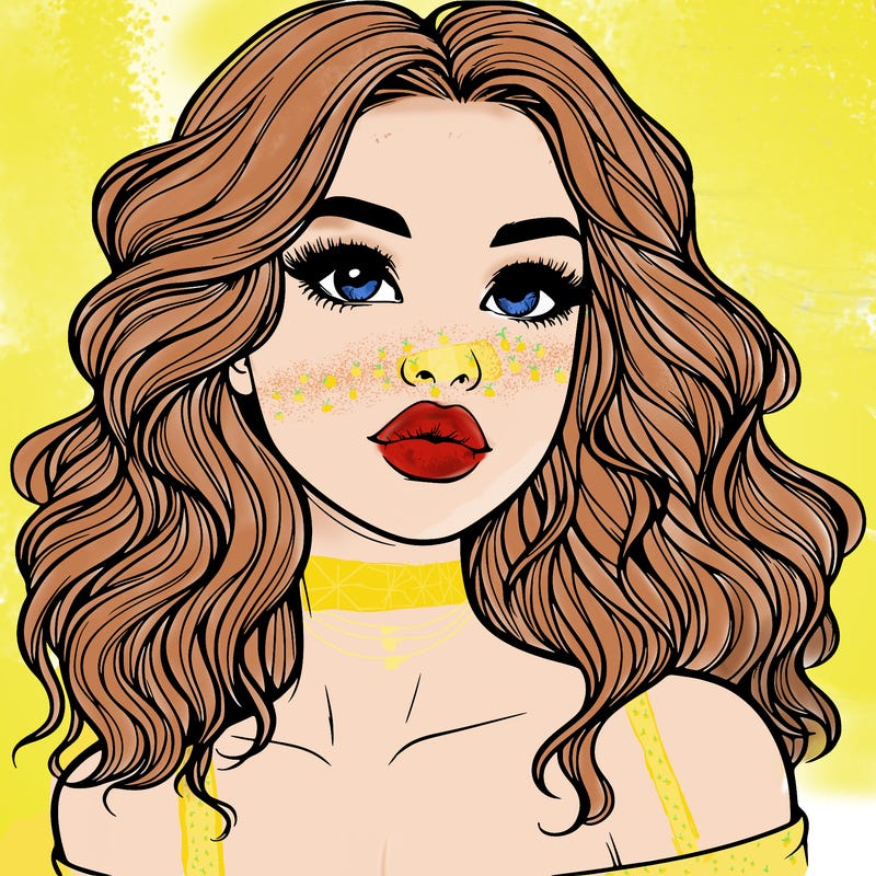 realistic girl with wavy hair and lips