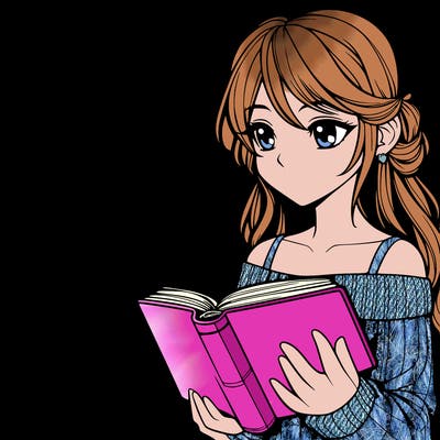 realistic girl reading a book