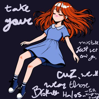 realistic girl floating