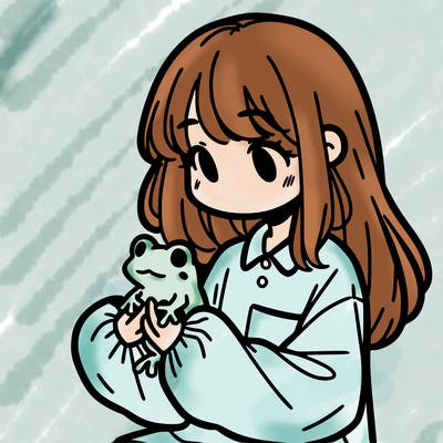 girl with long hair and a oversized shirt. and she is holding a frog