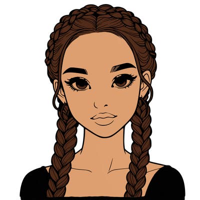 realistic girl with braids