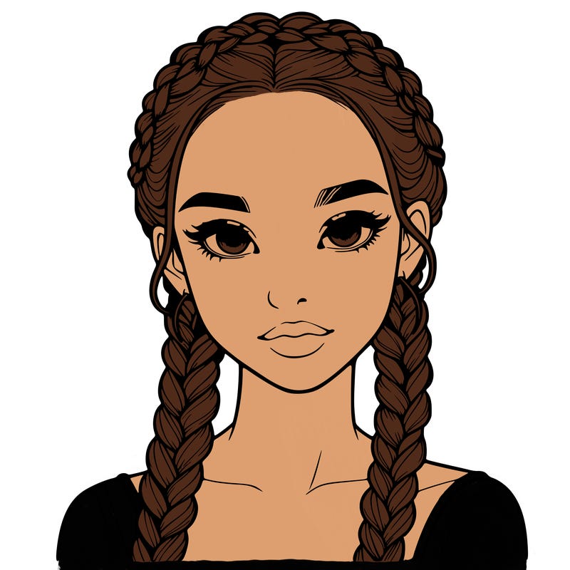 realistic girl with braids