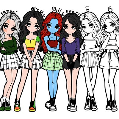 a group of girls realistic