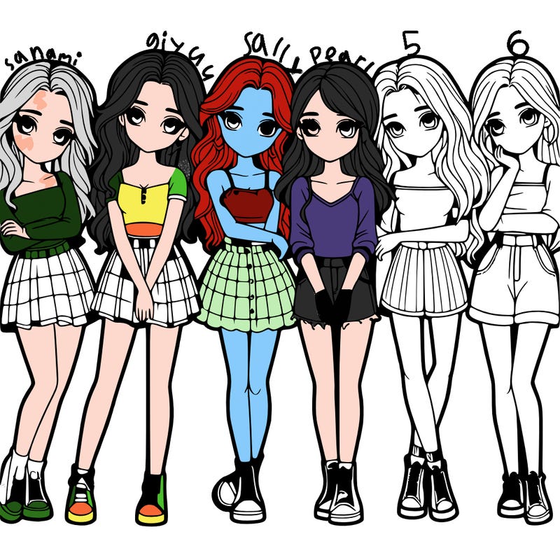 a group of girls realistic