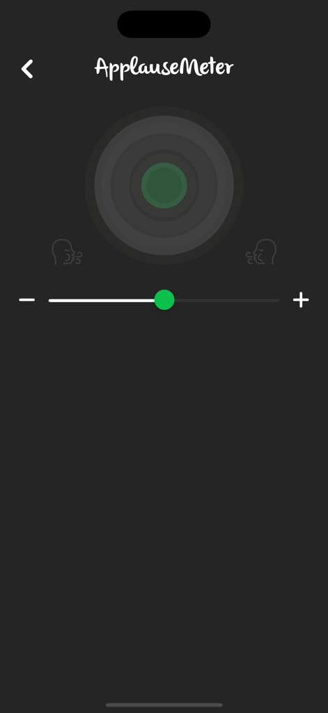 Applausemeter (clap-o-meter) - ApplauseMeter app interface for adjusting microphone sensitivity with a slider