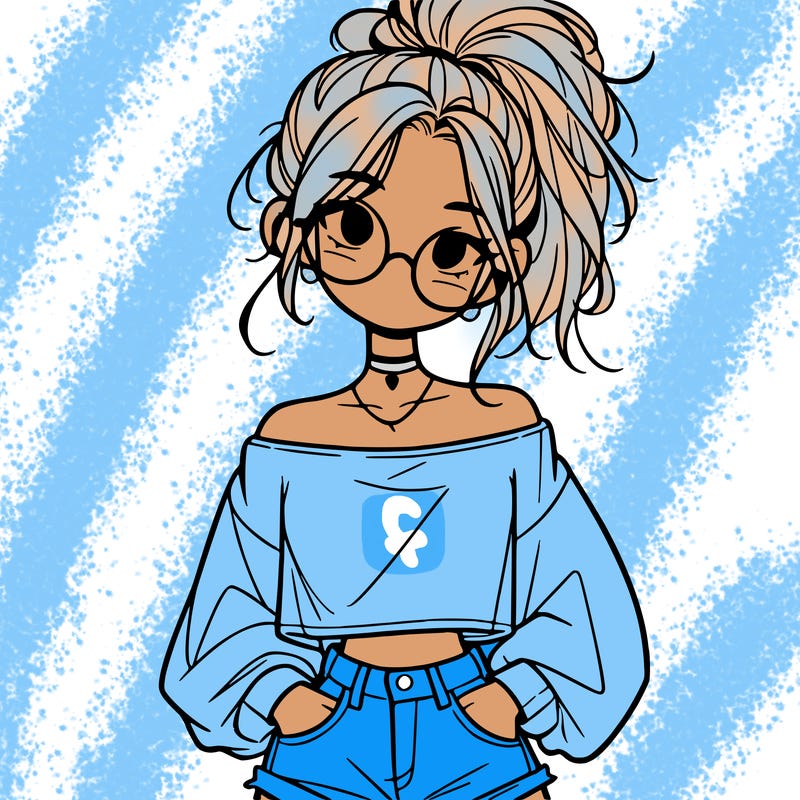 girl with a messy ponytail glasses a baggy crop top and jean shorts