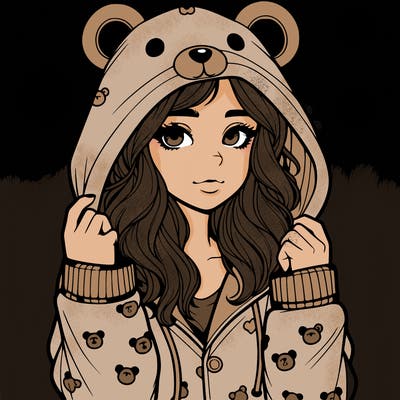 realistic girl in a animal pjs hoodie