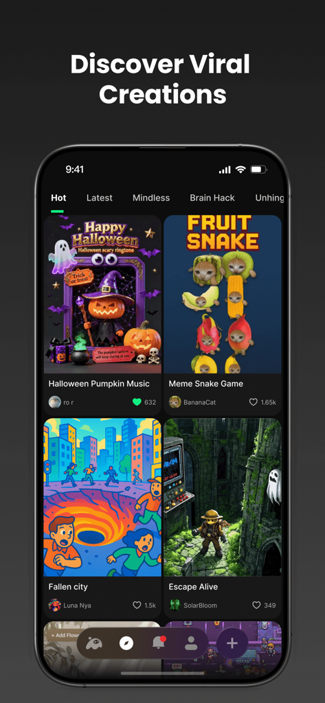Aippy: Make and Play - Galería de juegos de IA generados viralmente y experiencias interactivas en la aplicación Aippy