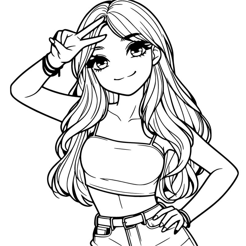 a realistic girl posing ✌️