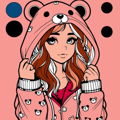 realistic girl in a animal pjs hoodie