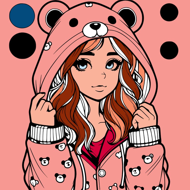 realistic girl in a animal pjs hoodie