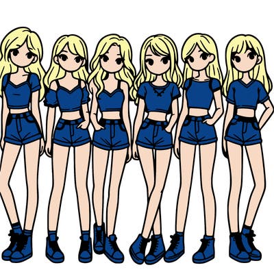 a group of girls wearing crop tops and shorts